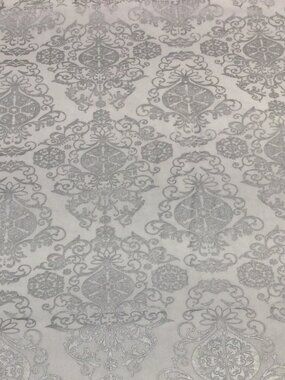 White Silver Christmas Ornament Damask Fabric Cotton JoAnn's  Prewashed BTY